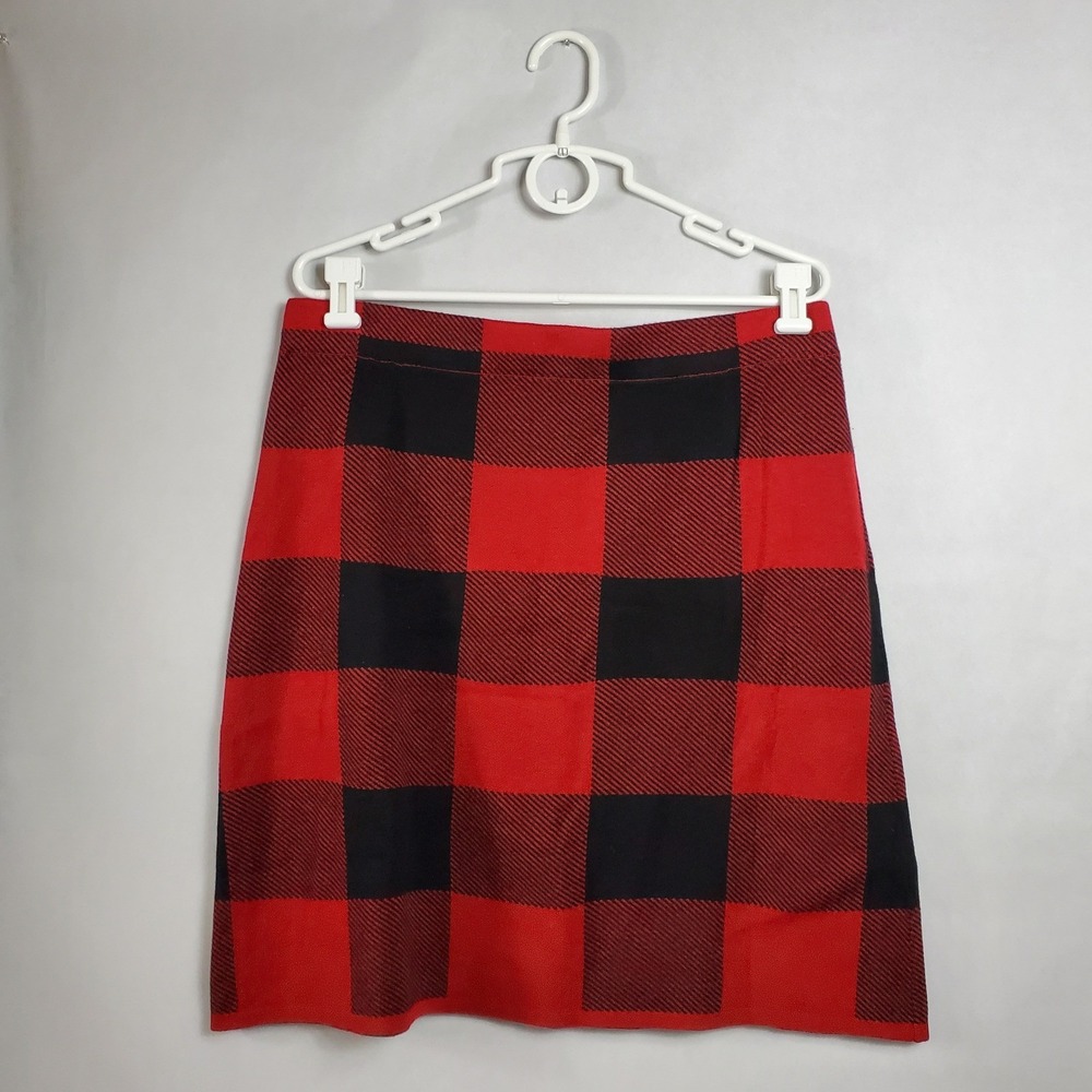 Cato Plaid A-Line Skirt Red Black‎ Women's Size 14 16W Knee Length